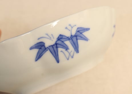 明治後期～大正染付松図木瓜型深皿②薄め