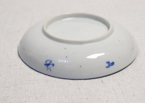 明治前期紙刷気球と洋装人物図小皿