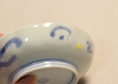 明治前期色絵桃と鶴図通り物小皿②　少甘手