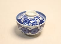 江戸幕末染付鼓図蓋茶碗