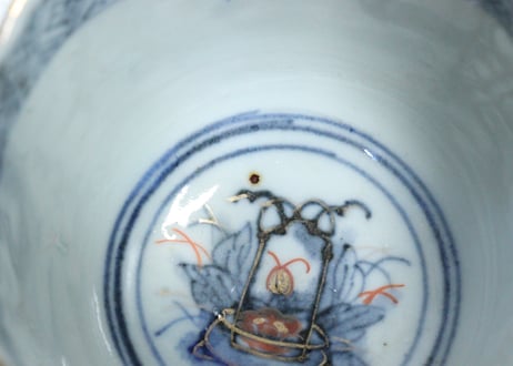 明治前期色絵梅に鶯図向付
