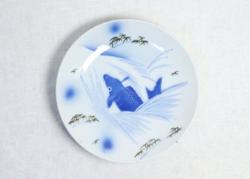 大正～昭和戦前吹墨鯉図8寸皿 | 吉祥寺PukuPuku
