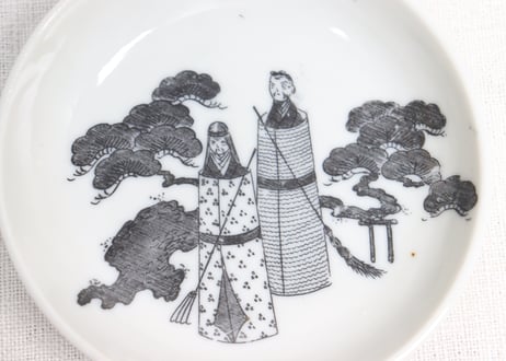 明治後期～大正銅判高砂立雛図小皿