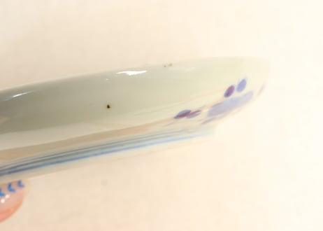 江戸幕末線描き草花図5寸皿②　かたつき