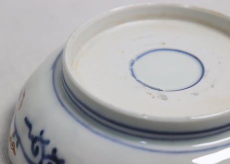 明治前期色絵松竹梅に鶴亀図通り物なます皿③ノミホツ