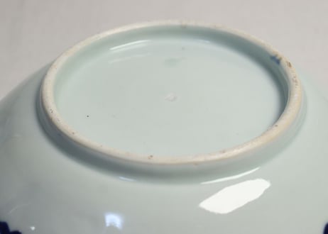江戸後期染付山水図鍔縁9寸鉢