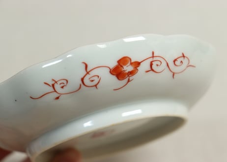 明治前期色絵三方菊図通り物小皿③小ニュウ