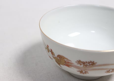 明治前期赤絵金彩桐と鳳凰図蒸茶碗