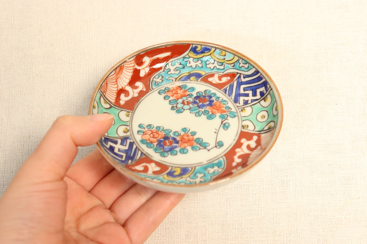 明治前期色絵花と幾何学文小皿① | 吉祥寺PukuPuku