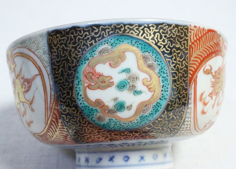 明治前期色絵麒麟と龍図蒸茶碗 | 吉祥寺PukuPuku