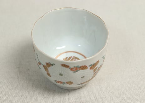 明治前期色絵三方菊図通り物向付