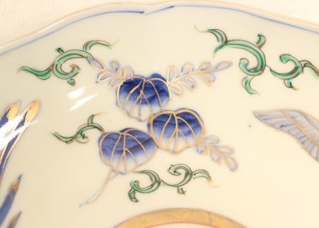 明治前期色絵桐と鳳凰図7寸皿②　ケムリ