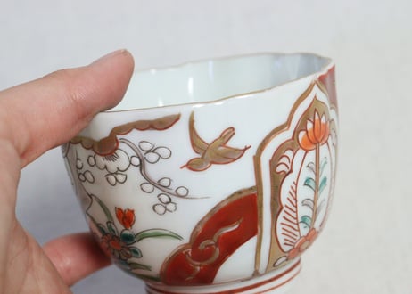 明治前期色絵宝に梅と菊図向付