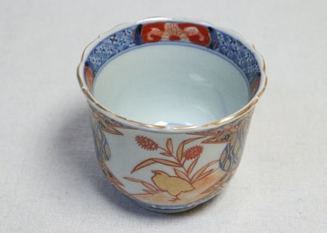 明治前期色絵鶉図向付①　5客組