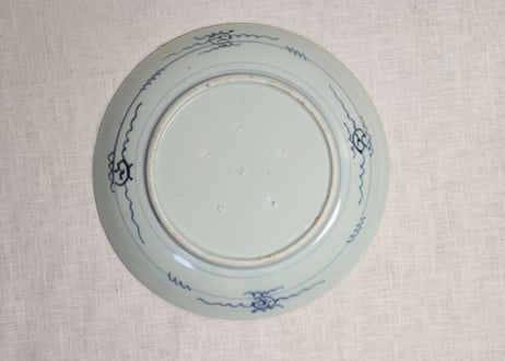 江戸幕末松鶴図尺皿 ムシクイ,少フリモノ