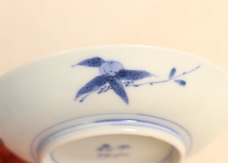 明治後期～大正平戸嘉祥色絵三果文小皿