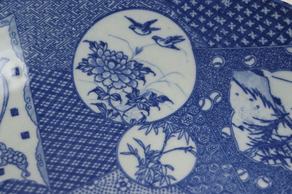 明治～大正期　輸出向　有田焼　色絵人物図　窓絵　アンティーク　植木鉢 明治～大正期 輸出向 有田焼 色絵人物図 窓絵 アンティーク 植木鉢