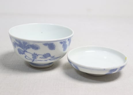 明治後期～大正銅判鼠大根図蓋茶碗③蓋小ニュウ