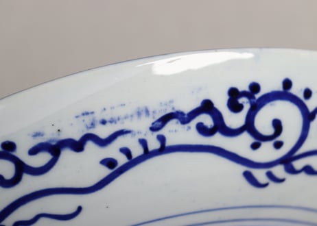 明治前期紙刷唐子図尺皿 かたつき