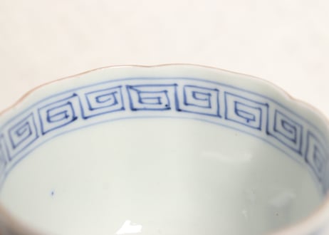 明治前期色絵春蘭と椿図通り物向付