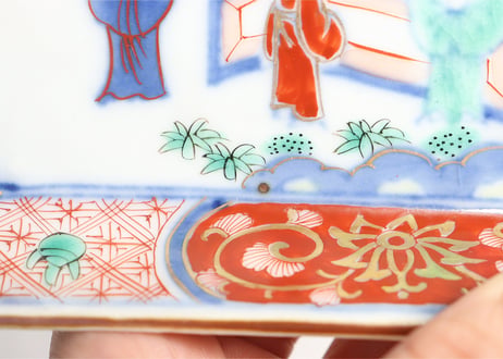 明治前期色絵屋敷に人物図長皿② ノミホツ