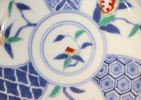 明治後期～大正平戸嘉祥色絵三果文小皿