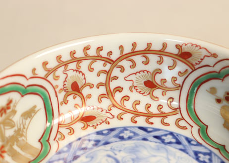 明治前期色絵松竹梅に唐草図春寒鉢