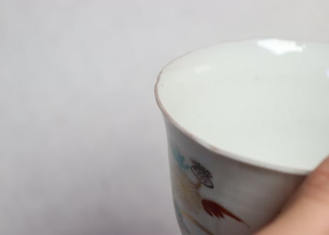 江戸中期色絵薊図大向付 ニュウ