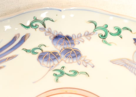 明治前期色絵桐と鳳凰図7寸皿①