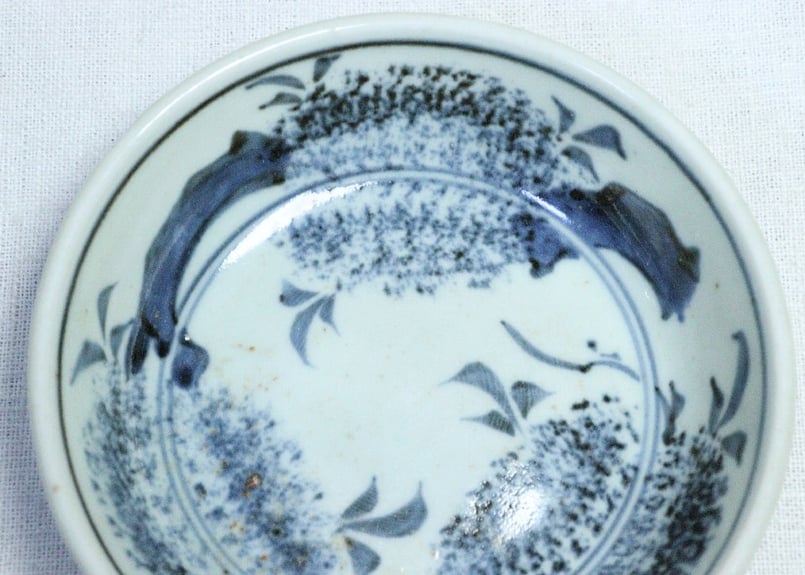 江戸後期染付三方に栗図なます皿① 窯傷,黒点 | 吉祥寺PukuPuku