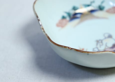 江戸中期色絵馬図四弁通り物なます皿 　5客組