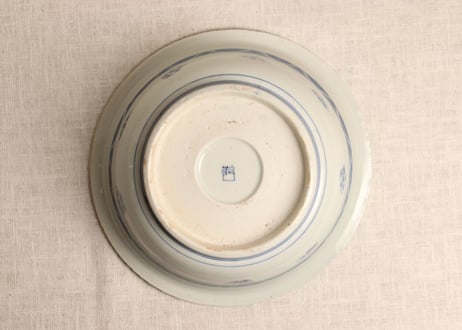 江戸幕末染付鳳凰と朝顔図7寸鉢