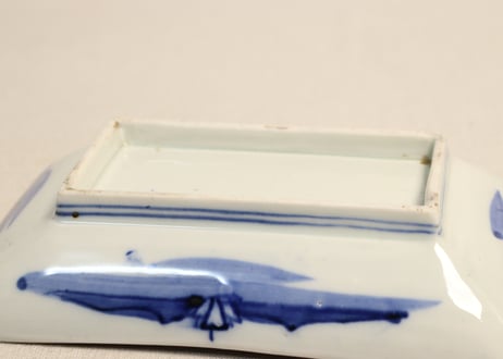 明治前期色絵山水図長角皿② 釉剥げ