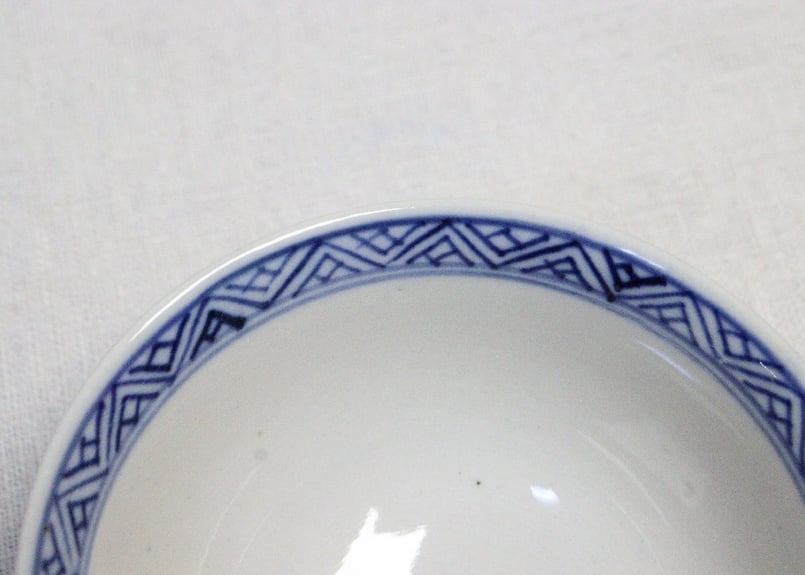 夫婦茶碗　ご飯茶碗　明治　大正　染付　印判　扇文様　松竹梅　菊文様 夫婦茶碗 ご飯茶碗 明治 大正 染付 印判 扇文様 松竹梅 菊文様