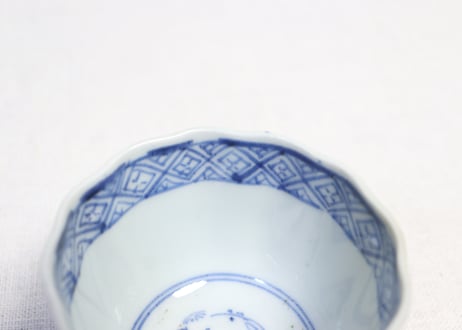 江戸幕末染付微塵唐草文向付