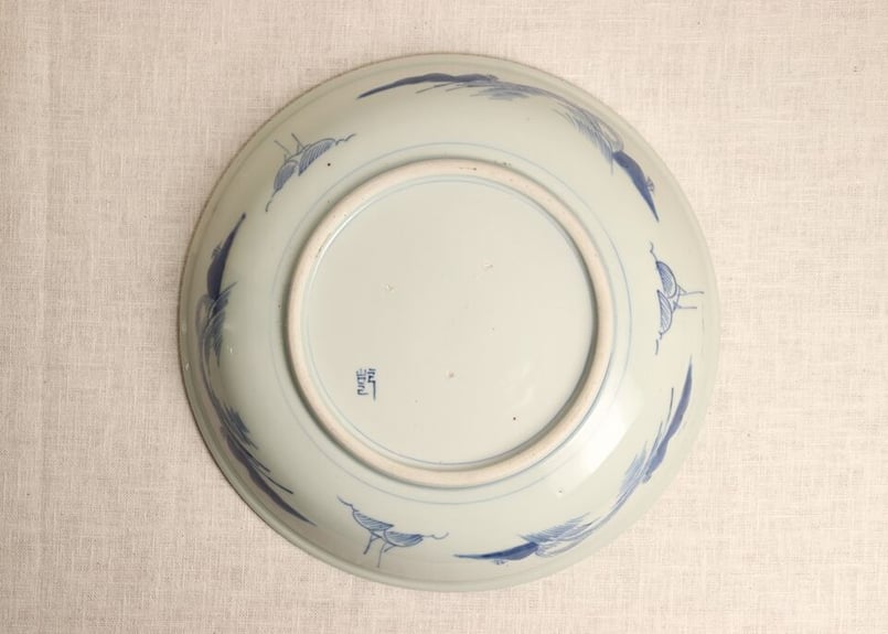 江戸幕末染付竹林雀と山水図尺皿 | 吉祥寺PukuPuku