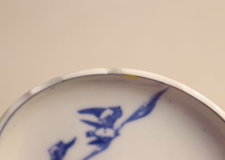 明治後期～大正銅判鷹と雀図小皿② ノミホツ