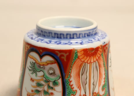 明治前期色絵菊と牡丹図端反り向付