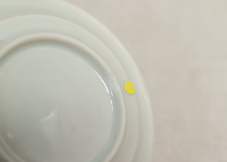 明治前期陰刻染付洋装人物図小皿②　高台ホツ