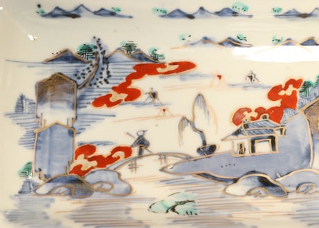 江戸後期色絵山水図長皿①