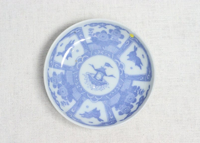 明治印判皿月うさぎ