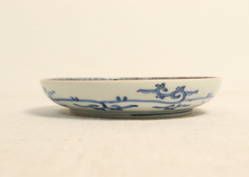 江戸幕末染付山水に微塵唐草図5寸皿②フリモノ | 吉祥寺PukuPuku