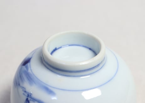 明治後期～大正染付筏人物図つぼ碗