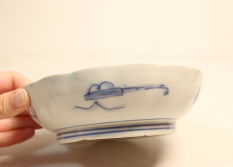 明治前期色絵桃に牡丹と七宝文なます皿②　ノミホツ