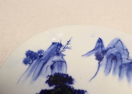 明治前期染付山水図6寸皿