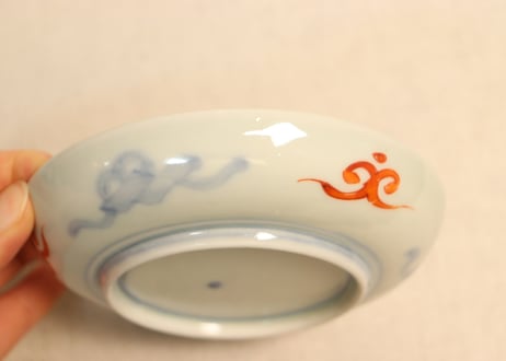 明治前期色絵三方貝図小皿