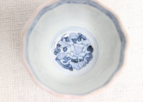 明治前期色絵梅に鶯と菖蒲図通り物小向付