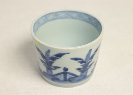 江戸後期染付芭蕉図猪口 ノミホツ
