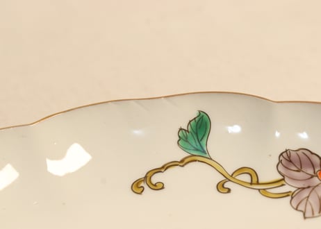 明治前期色絵朝顔図７寸皿 フリモノ,少甘手