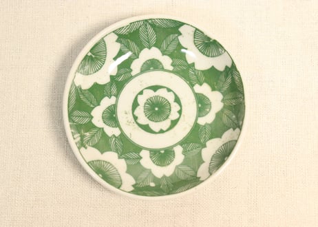 昭和初期 印判 手塩皿 緑　小皿　16枚 緑釉型入2.8皿(和風豆皿)|食器通販の陶磁庵